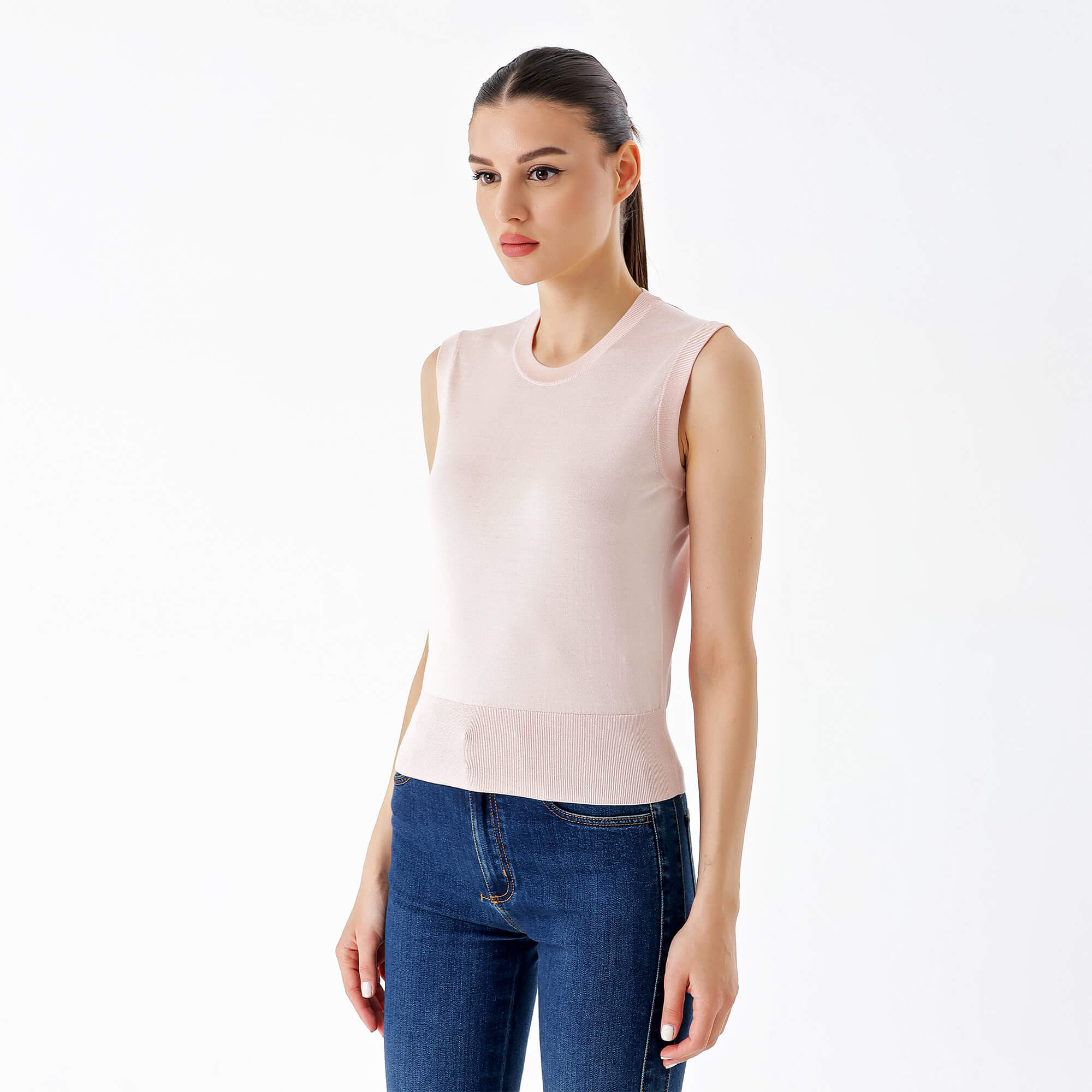 Dolce&Gabbana - Powder Pink Silk Thin Sleeveless Sweater